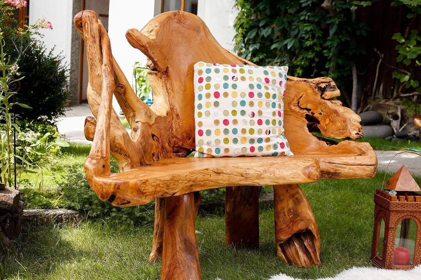 Windalf Hobbit Sitzbank Gartenbank RUBBY 134 Cm Handarbeit Wurzelholz