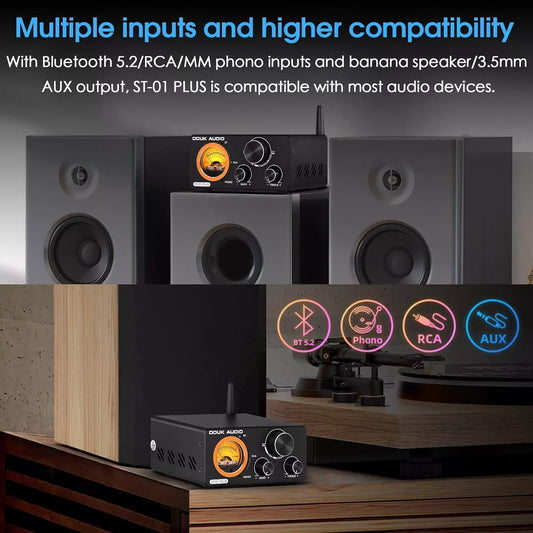 Hifi Bluetooth TPA3255 Digitaler Verstärker VU Meter Plattenspieler Stereo Amplifier (ST-01 Plus)