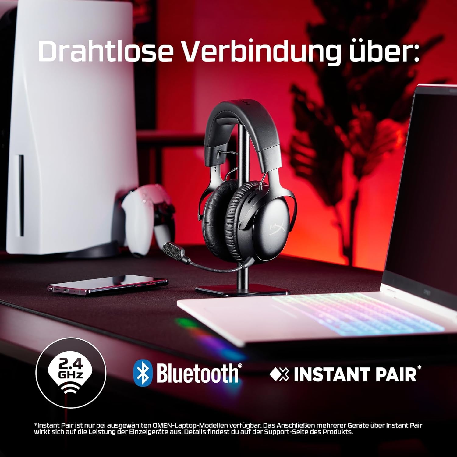 Hyperx Cloud III S – Kabelloses Gaming-Headset, Multiplattform, 2,4 Ghz, Bluetooth, Akkulaufzeit Bis Zu 120 Stunden, 2,4 Ghz, 53-Mm-Neigungstreiber, 10-Mm-Abnehmbares Mikrofon – Schwarz