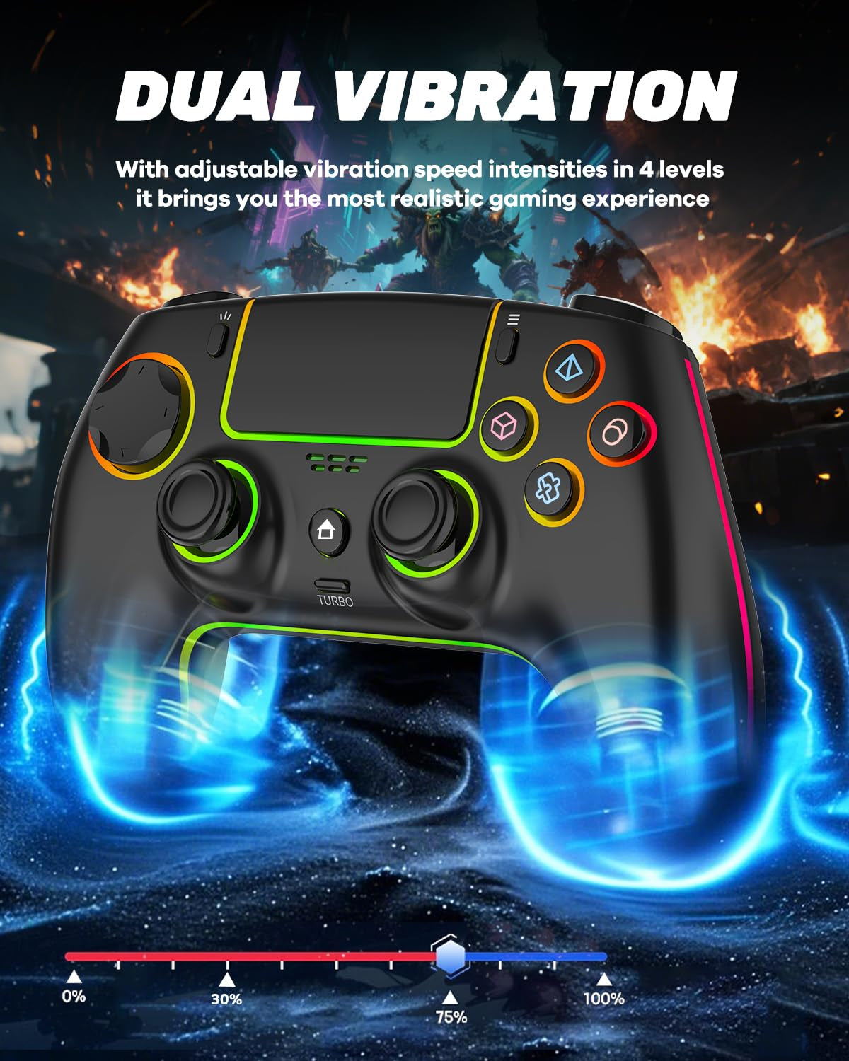 MYSTILUCK Wireless Pro Controller Für Ps-5/Pc/Mac/Ios/Android/Steam Deck, Gamepad Mit 7 Variablen RGB Farben/Hall Effect Sticks&Triggers/Dual Vibration/Headset Anschluss/1500 Mah Akku
