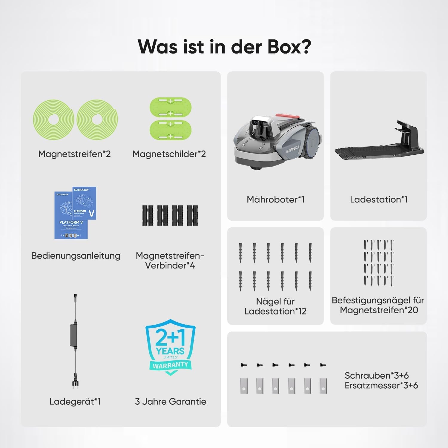 Sunseeker V3 Mähroboter Ohne Begrenzungskabel 600 M², Vision AI Doppel-Auge, 42% Steigung, App-Steuerung, Rasenmäher Mit Ein-Klick-Mähen
