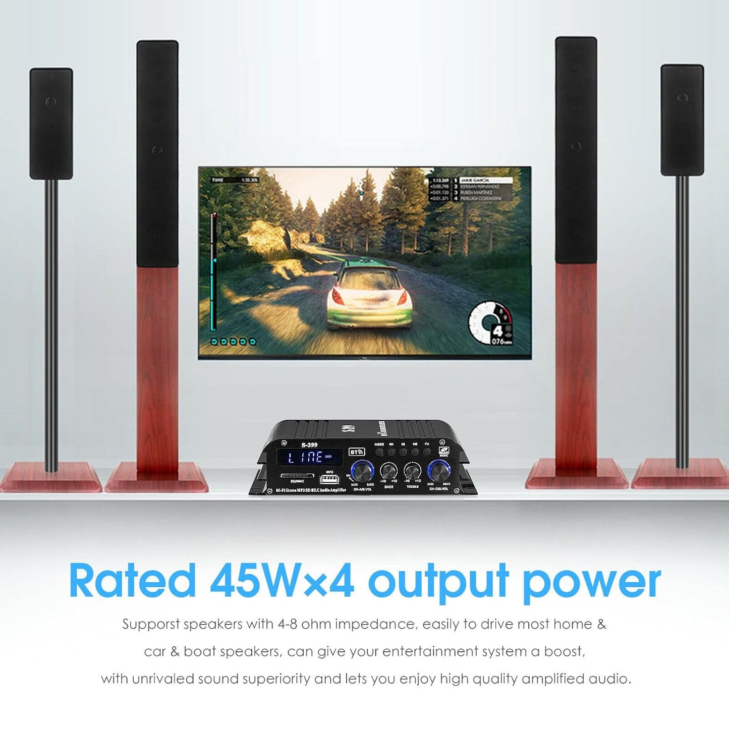 Hifi 4.0-Kanal Verstärker Bluetooth Digital Leistungsverstärker Für Heim/Auto Bass Audioverstärker Amplifier