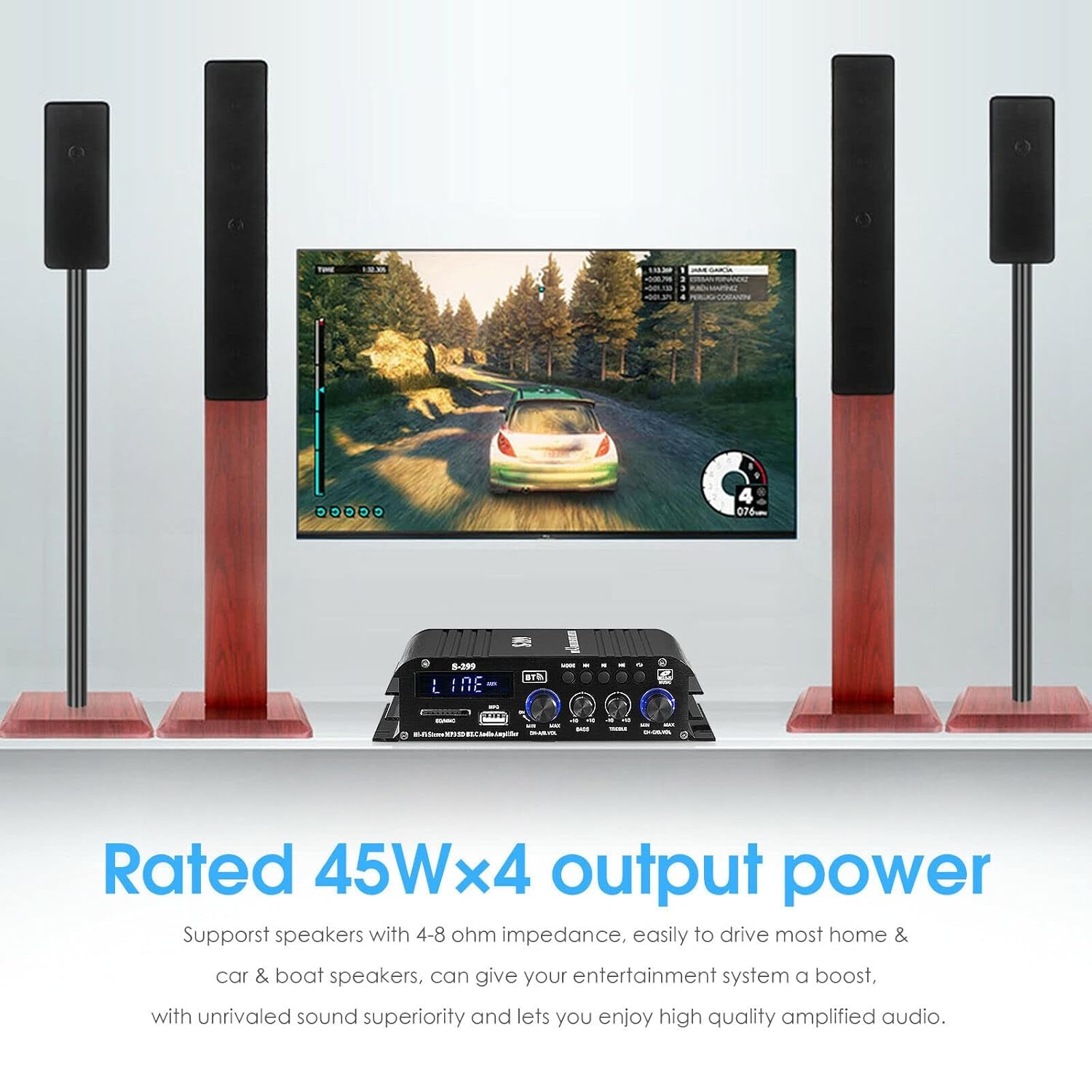 Hifi 4.0-Kanal Verstärker Bluetooth Digital Leistungsverstärker Für Heim/Auto Bass Audioverstärker Amplifier