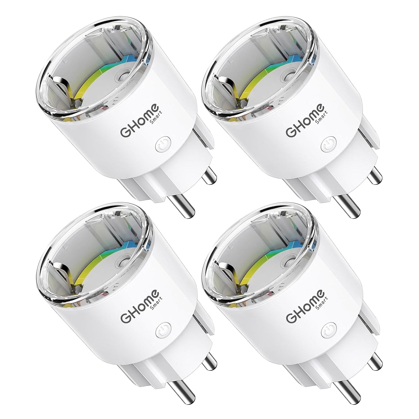 Ghome Smart Steckdose Mit Strommessung, Mini Wlan Steckdose Kompatibel Mit Alexa/Google Home, App Fernbedienung, Sprachsteuerung,Zeitplan, 10A,Nur 2,4Ghz, 4Pcs[2024]Unterstützt Kein Tasmota-Flashen