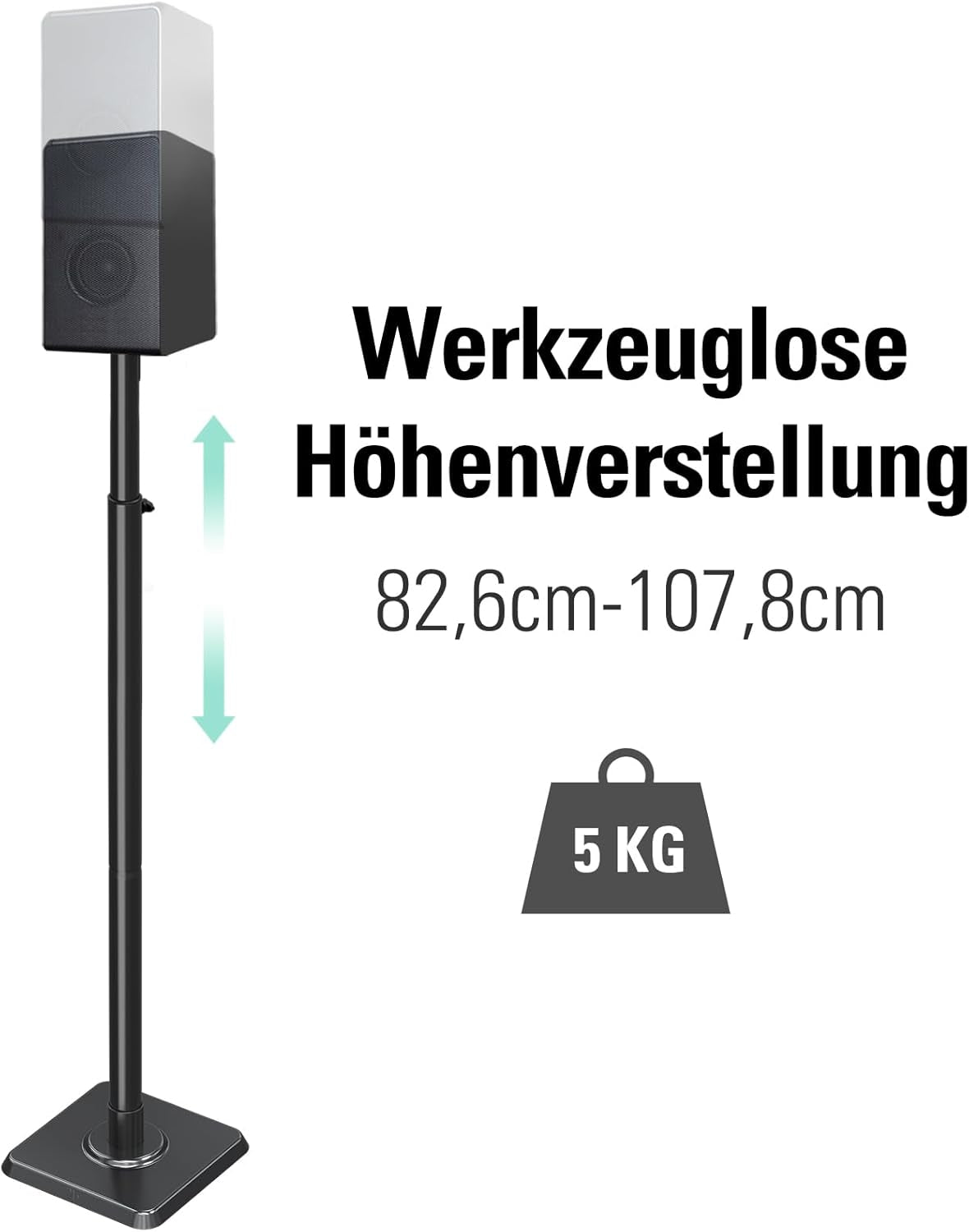 Mounting Dream Lautsprecherständer Höhenverstellbar Für Satelliten Bis Zu 5KG, 2Er-Set Bodenständer