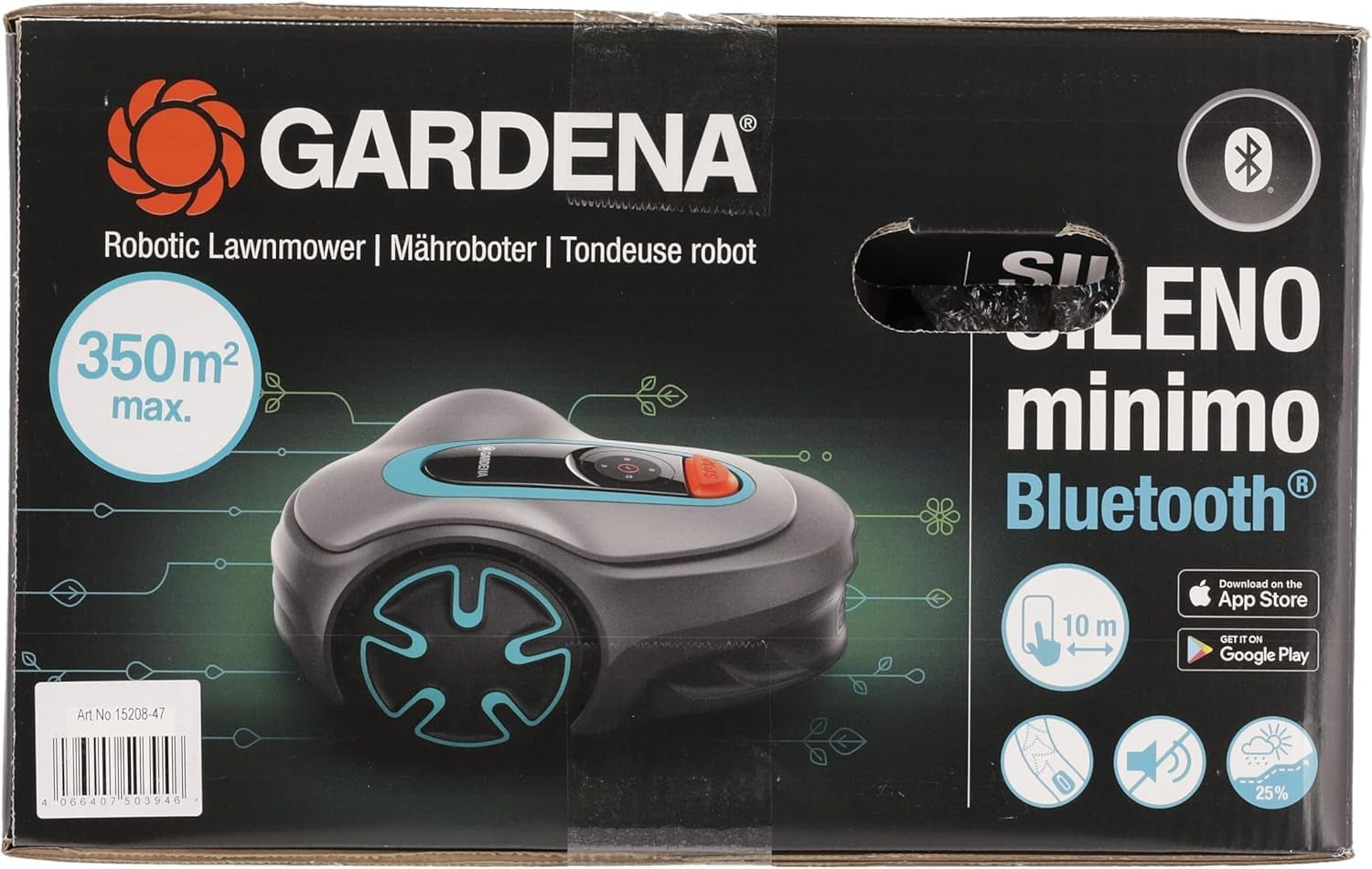 Gardena Mähroboter SILENO Minimo 350 M²: Intelligenter Rasenmäher Mit Optimaler Konnektivität, Mit Gardena Bluetooth App Programmierbar (15208-47)