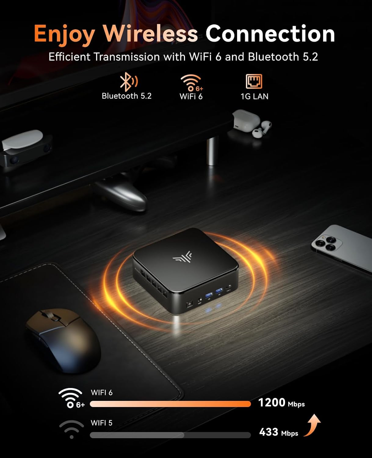 Nipogi E3B Mini PC AMD Ryzen 5 7430U(Bis Zu 4,3Ghz) 16GB DDR4 512GB SSD Mit Radeon RX Vega 7 Graphics Micro Desktop Computer Für Büro/Heimkino/Meeting/Business/Trip |Wifi 6|BT 5.2|USB3.2