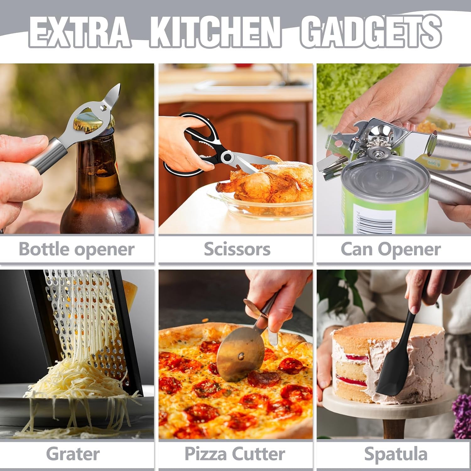 Küchenutensilien-Set – 34-Teiliges Silikon-Kochutensilien Mit Halter, Hitzebeständig, Antihaftbeschichtet, Kochgeschirr, Zange, Spatel, Löffel-Set, Holzgriffe, Küchenutensilien Und Gadgets (Schwarz)