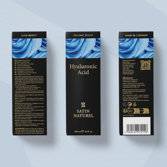 Satin Naturel Hyaluron Serum Hochdosiert 100Ml – Bio Hyaluronsäure Serum Gesicht – Anti-Aging Feuchtigkeitsserum – Vegan – 24H Feuchtigkeit – Gesichtspflege Für Frauen Und Männer
