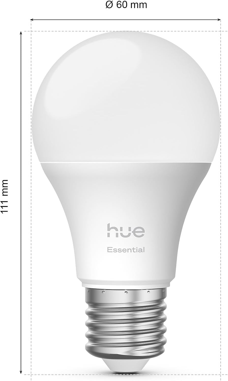 Philips Hue Essential Smart LED A60 Glühbirne,White and Color, E27-Fassung, 8 W, 2200 K–6500 K, 806 Lm, Dimmbar, Kompatibel Mit Alexa, Google Assistant Und Apple Home, 4Er-Pack