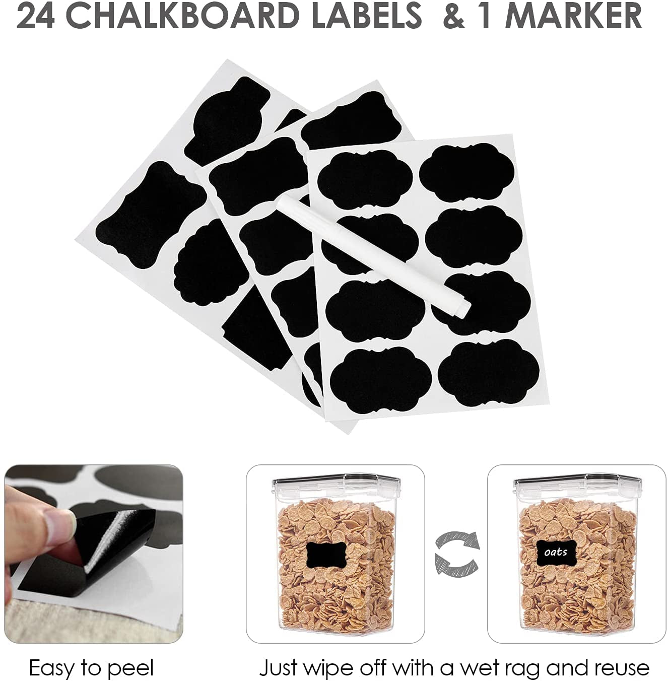 Vtopmart Vorratsdosen Mit Deckel Luftdicht, Set Mit 24 Vorratsbehälter, Bpa-Frei, Küchen Aufbewahrungsboxen Für Mehl, Zucker, Körner, Mit Schreibstift Und Etikett