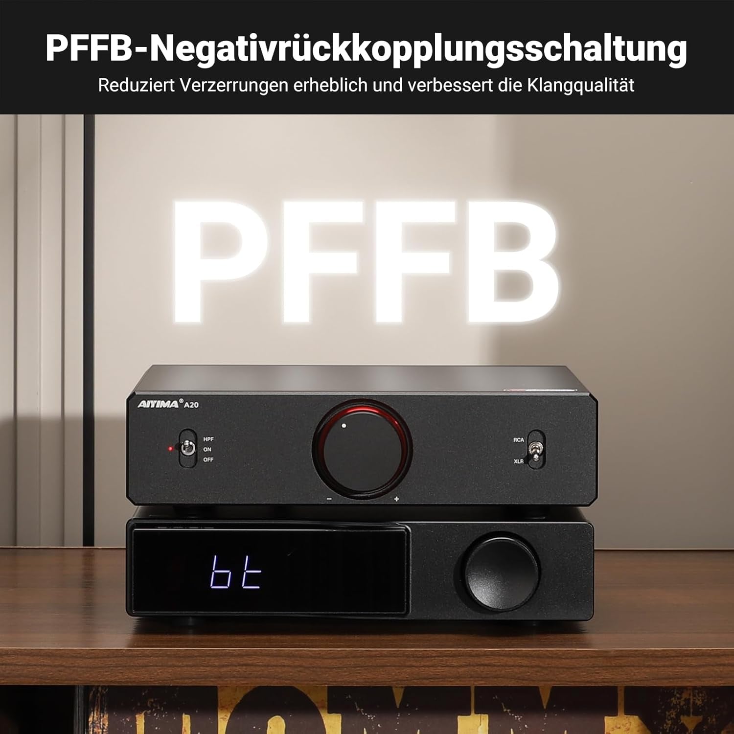 AIYIMA A20 Symmetrischer Stereoverstärker Mit Hpf-Einstellung Home Hifi 2.0/2.1 TPA3255 Desktop-Verstärker Der Klasse D PFFB Mit Cinch-/Xlr-Eingang Und 12-V-Trigger-Eingang Für Passive Lautsprecher