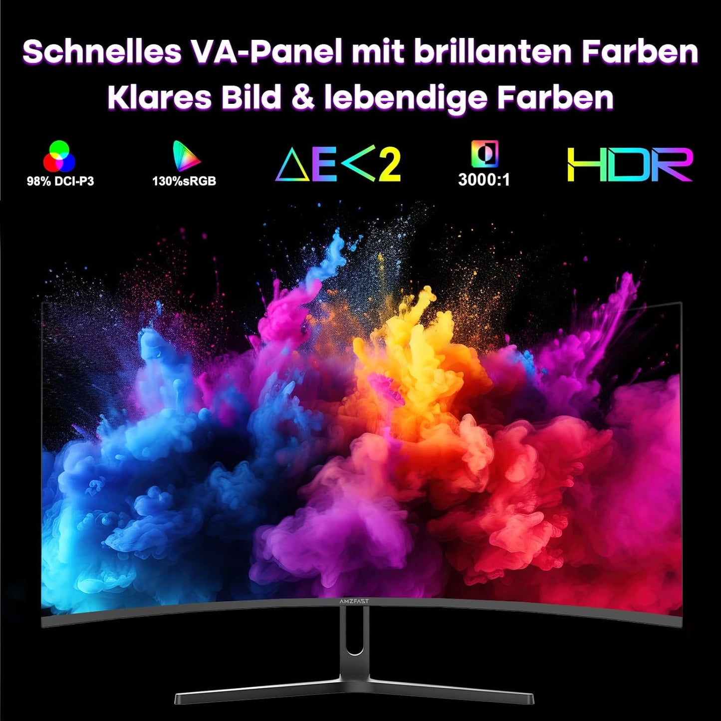 Amzfast 34 Zoll Curved Gaming Monitor, 3440X1440 UWQHD, 240Hz, 21:9 VA Panel, 1500R, 1Ms MPRT, Adaptive Sync, HDR, DCI-P3 98%, Srgb 130%, Pip/Pbp, HDMI2.1 & DP1.4, VESA 75X75Mm, AMZG34C5Q Pro