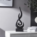Schwarz Dekor Moderne Flamme Skulptur Dekorationen Für Wohnzimmer, Harz Regal Dekor Akzente, Abstrakte Kunst Skulptur Für Esszimmer Büro Couchtisch Mittelstück Bücherregal Dekor