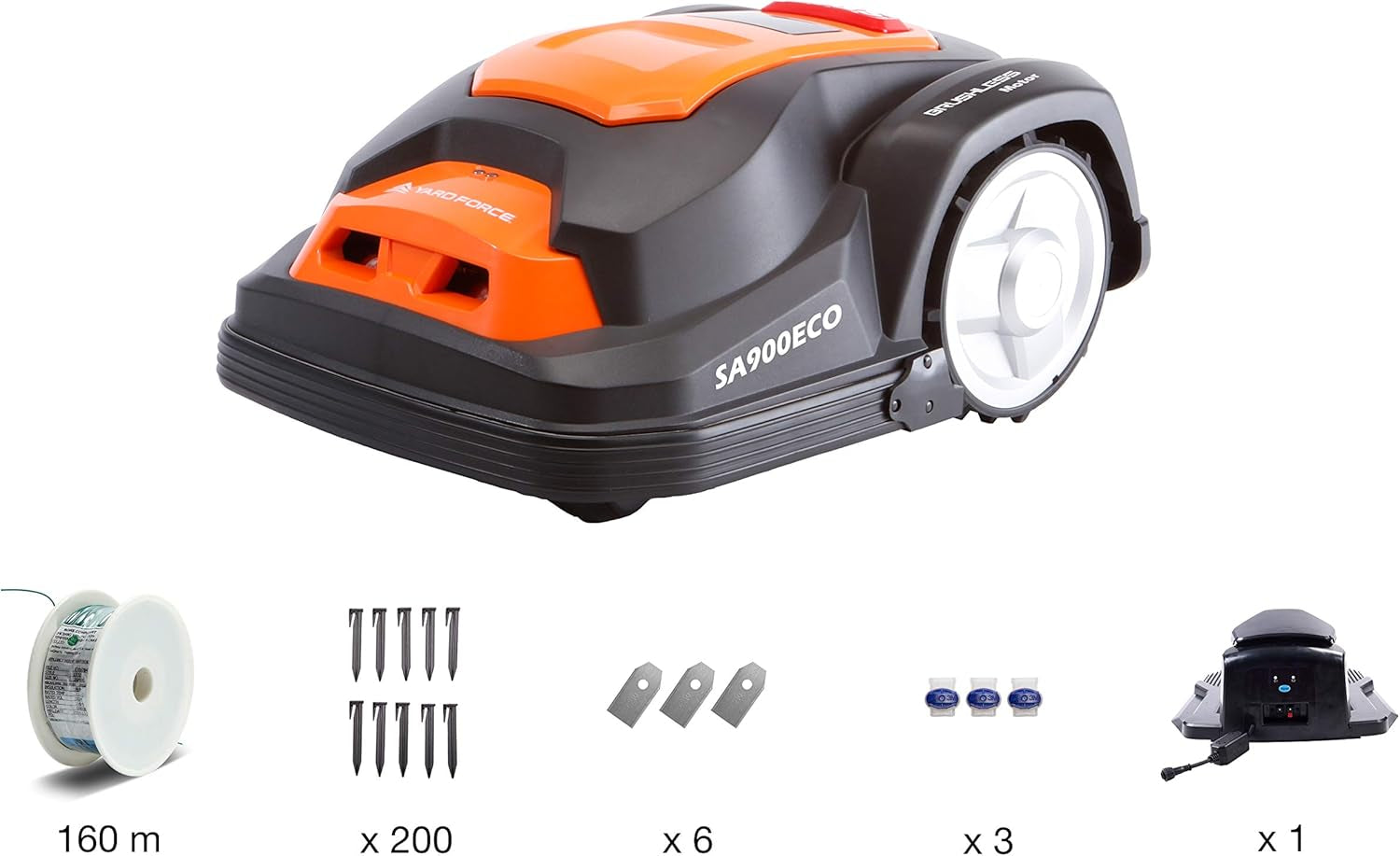 YARD FORCE Mähroboter SA900ECO Bis Zu 900Qm Rasenfläche/Selbstfahrender/Regensensor/Kantenschneidefunktion/Bürstenloser Motor / 40%-Steigung / 28V 2,0Ah Lithium-Ionen-Akku