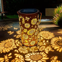 Solar Powered Sunflower Lantern Outdoor Waterproof Iron Art Hollow Garden Decor Hanging Light Factory
