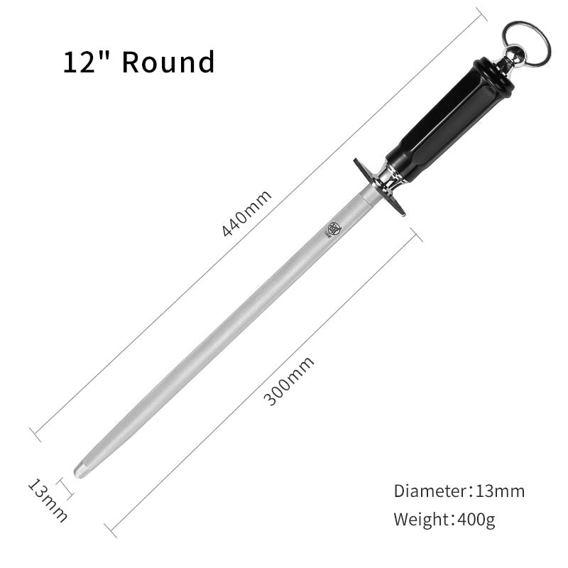 MITSUMOTO Sakari Japanese 12'' 10''  Sharpening Rod High Carbon Steel Rod Knife Sharpener With ABS Handle and Powerful Magnet