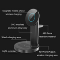 Magsafe Magnetic 3 in 1 Wireless Charger Stand 15W Fast Charge Mobile Phone Watch Headphones