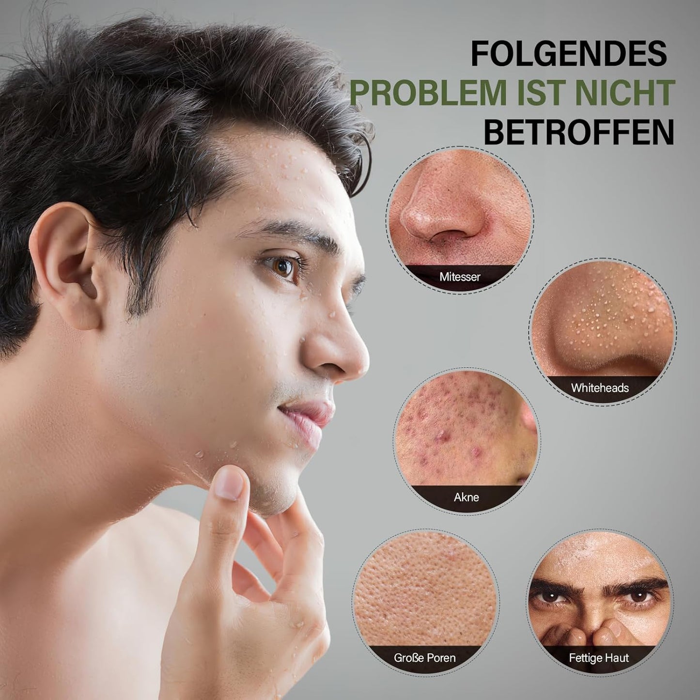 Charcoal Salicylic Acid Face Scrub for Men, Gesichtspeeling Für Männer, Reduziert Mitesser, Akne, Verstopfte Poren, Ölkontrolle, Rasurvorbereitung Für Männer, Mit Gesichtsreinigungsbürste