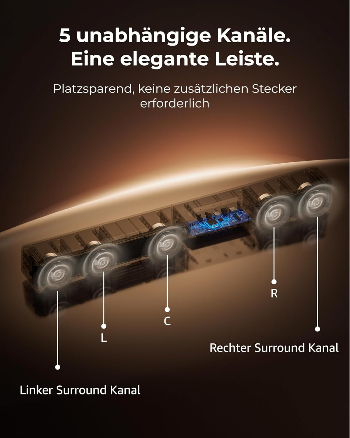 ULTIMEA 5.1Ch Soundbar Mit Dolby Atmos, Voicemx, Bassmx, APP, Heimkino 4D Surround Sound System, 340W Soundbar Für TV Geräte Mit Subwoofer, Bluetooth 5.4, Poseidon M60 Boom