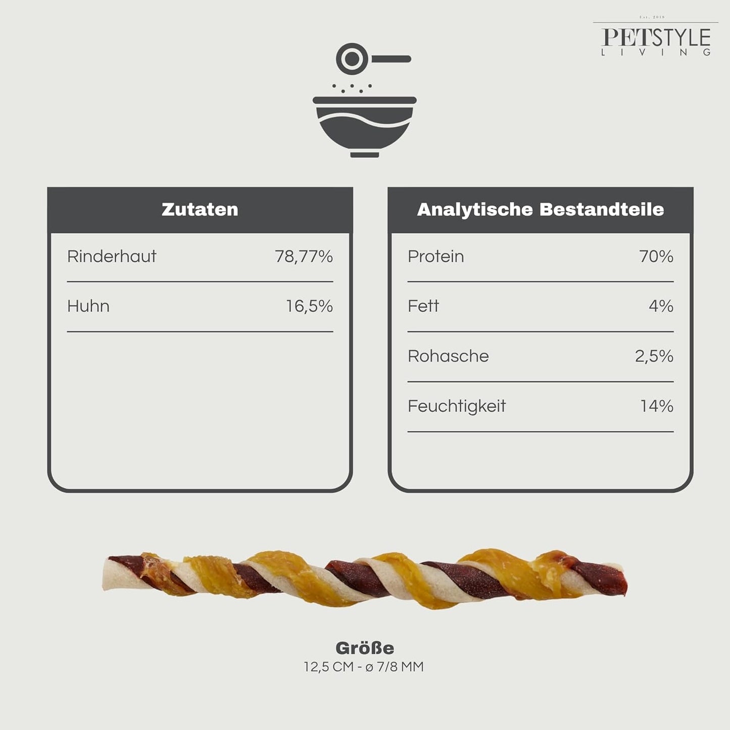Kaustange Mit Huhn & Rind - Hundesnack - 12,5Cm - 100 Stück