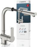 SCHÜTTE 79729 LONDON Niederdruck-Küchenarmatur in Edelstahl Mit Ausziehbarer Geschirrbrause, 360 Grad Schwenkbarer Wasserhahn Für Die Küche, Mischbatterie Mit Einhebelmischer, Spültischarmatur
