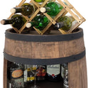 Weeco Fassbar Mit LED Beleuchtung Und Weinhalter. Weinregal - Holzfass Hausbar 80Cm. Rustikaler Deko Barschrank Weinständer – Fass. Fassbier, Wein Flaschenständer - Bar Whisky Geschenk (Dunkelbraun)