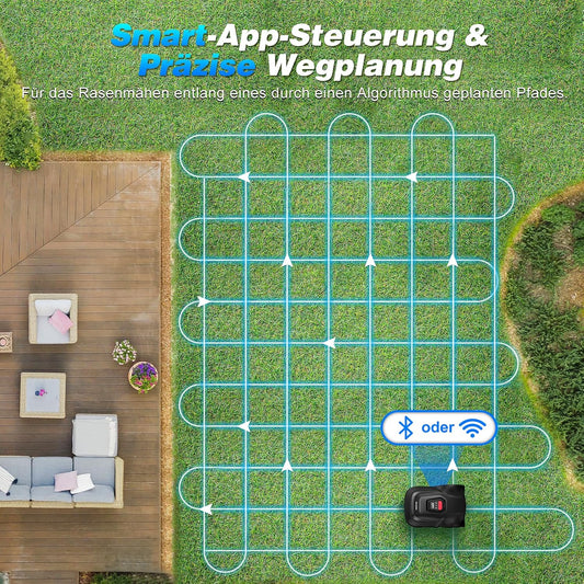 Mähroboter, 2.4 G Wifi Oder Bluetooth-Verbindung, Steuerung Über APP, 500 M², Intelligente Routenplanung, Einstellung Des Verbotenen Bereichs, Intelligenter Schneidkopfanpassung, Kantenschneide, IPX6