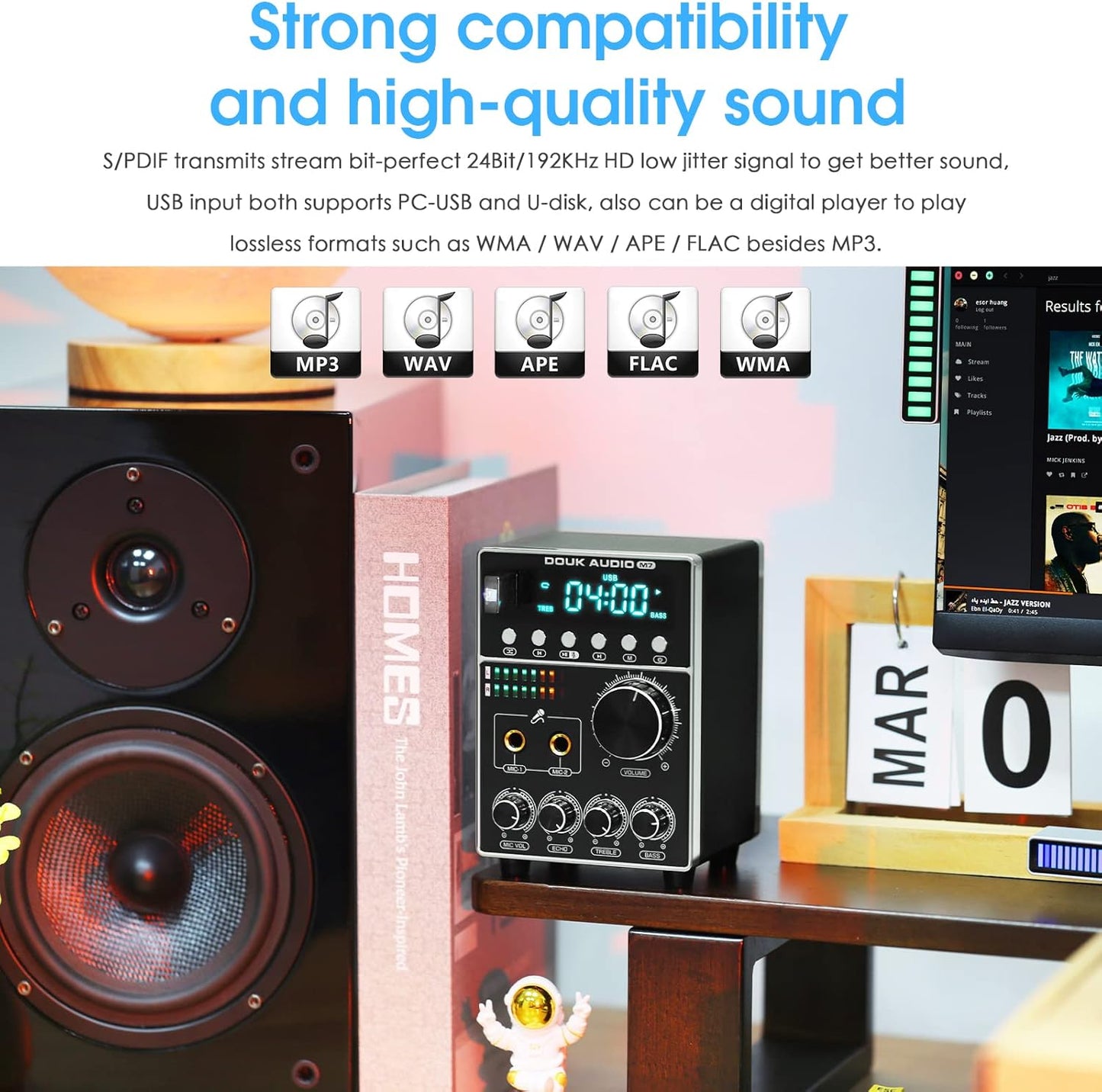 Hifi Dual MIC Digital Verstärker Bluetooth Empfänger USB Player S/PDIF Audio Power Amplifier Karaoke-Verstärker Mit Mikrofon (Ac-Eingang)