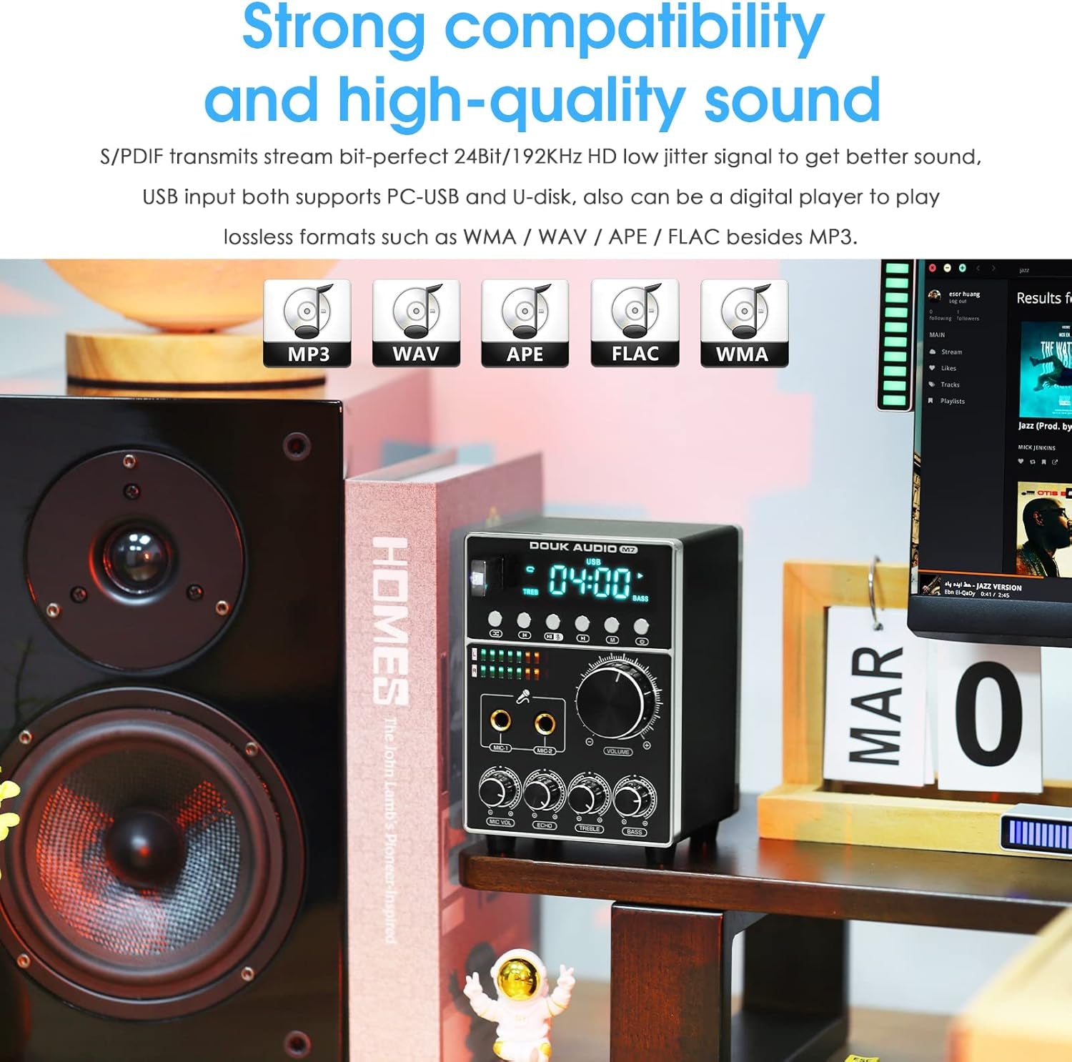 Hifi Dual MIC Digital Verstärker Bluetooth Empfänger USB Player S/PDIF Audio Power Amplifier Karaoke-Verstärker Mit Mikrofon (Ac-Eingang)