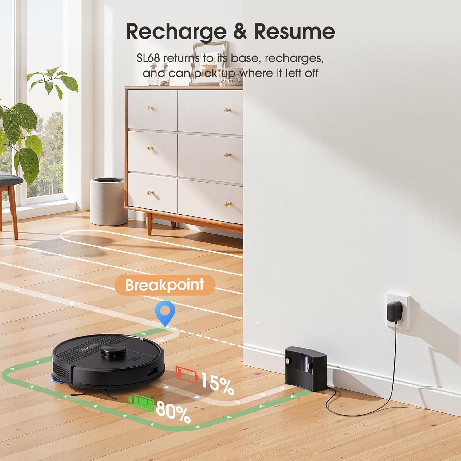 Lubluelu Saugroboter Mit Wischfunktion 3-1, 5000Pa Staubsauger Roboter Mit Lasernavigation, 54 Db Roboterstaubsauger Mit Anti-Siphon-Technologie, 150 Min Laufzeit, APP Steuerung, 24 No-Go Zonen (SL68)