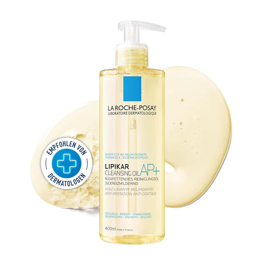 La Roche-Posay Lipikar Dusch- & Badeöl AP+, Rückfettendes Dusch- Und Badeöl Bei Sehr Trockener Und Zu Neurodermitis Neigender Haut, Juckreizmildernd, Hautberuhigend Und Feuchtigkeitsspendend, 400 Ml