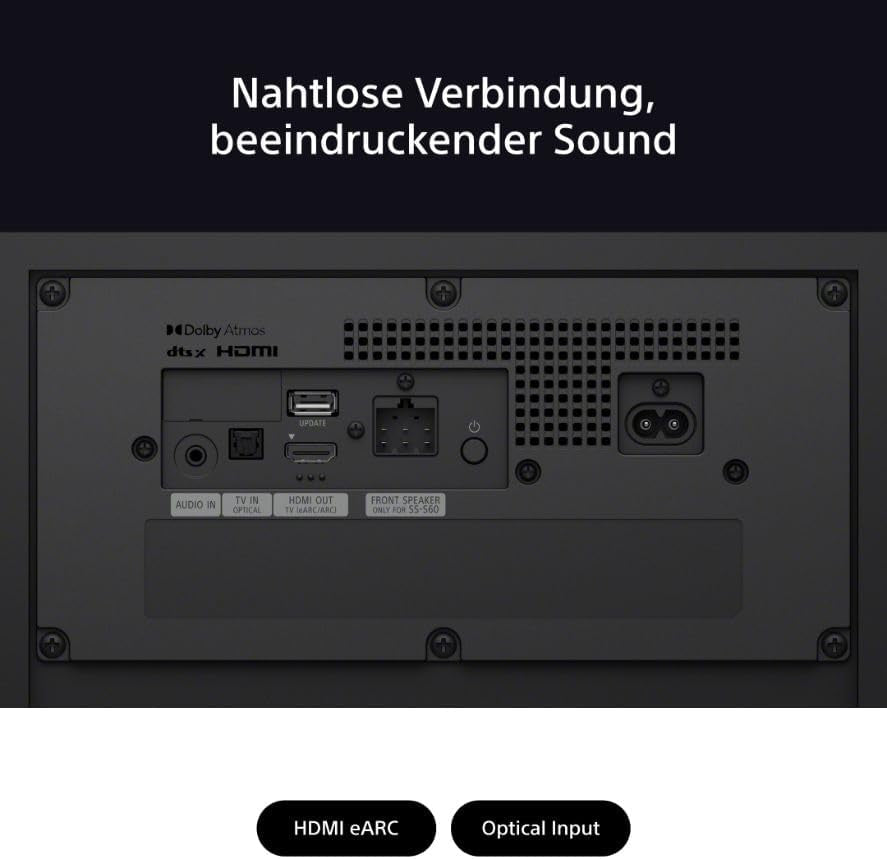 Sony BRAVIA Theatre System 6 (5.1-Kanal-Surround Sound, 1000 W, Inkl. Rücklautsprecher & Subwoofer, Dolby Atmos, DTS:X, AI Voice Zoom 3 Mit BRAVIA TV, DSEE, Multi-Stereo-Party-Modus) Schwarz