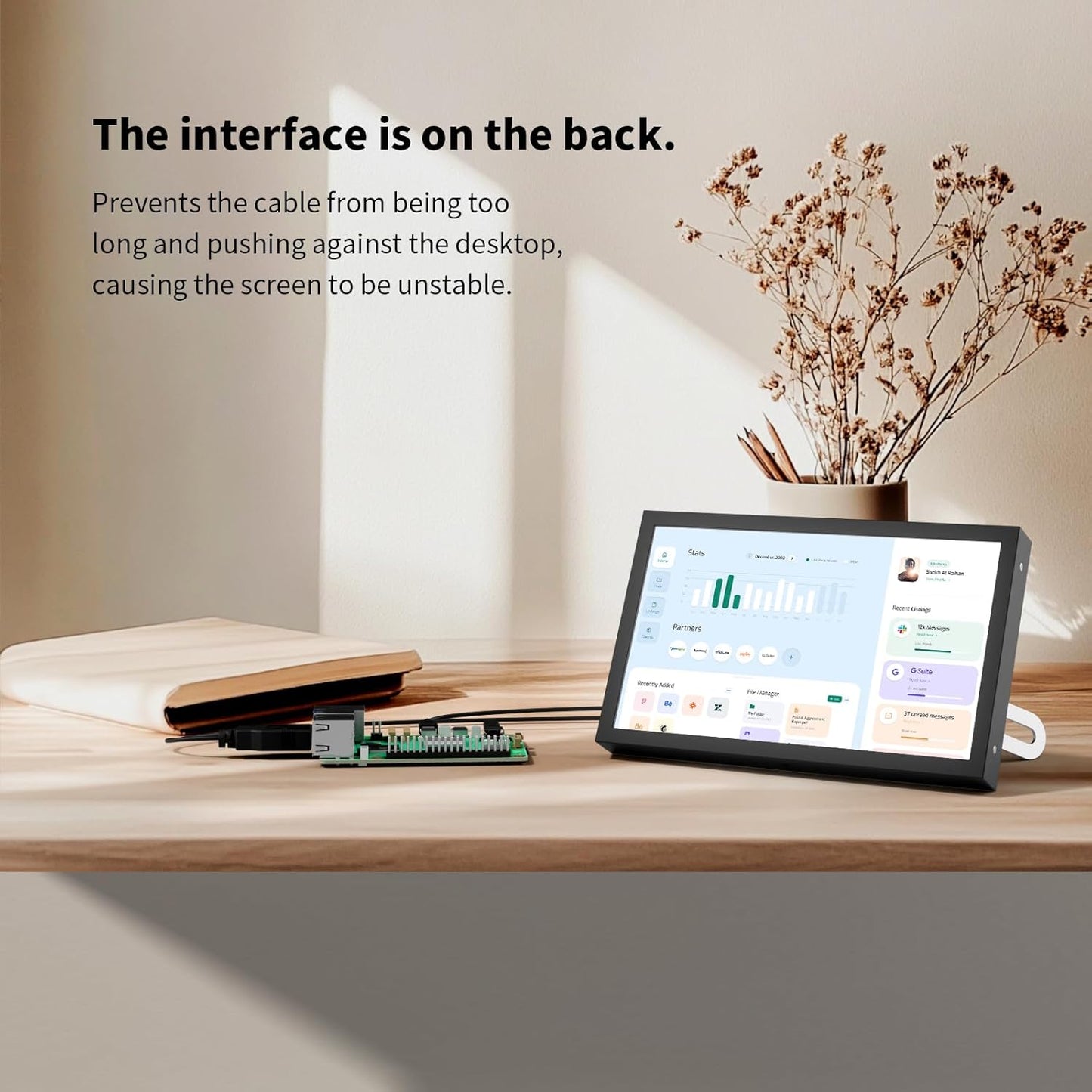 Mini Monitor 7 Zoll HDMI, VGA, AV, BNC, 1024 × 600 Kleiner Ips-Bildschirm Mit Eingebauten Lautsprechern, 178° Betrachtungswinkel LCD Tragbarer Monitor Für PC/TV/DVD/CVBS (Non-Touch)