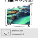 Xiaomi TV F Pro 75(190 Cm), 4K UHD QLED, Smart TV, Fire OS8, Triple Tuner DVB-C/S/S2/T/T2,HDR10+, 60Hz Mit 120Hz Game Boost Mode,Memc,Sprachsteuerung Mit Alexa,2Gb+32Gb,Kompatibel Mit Apple Airplay