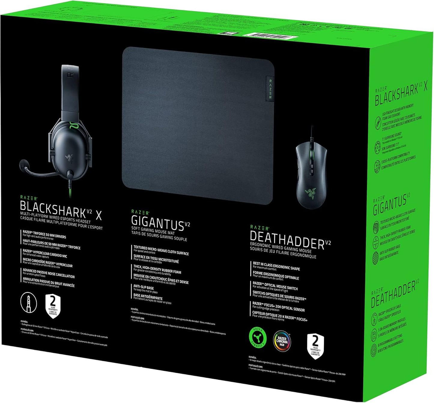 Razer Battle Bundle - Deathadder V2 - Blackshark V2 X - Gigantus V2 M - Schwarz