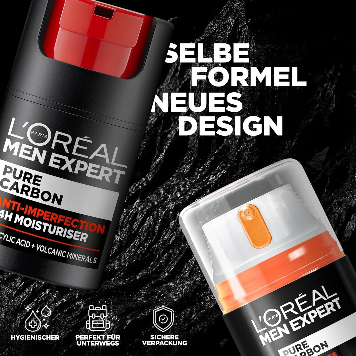 L'Oréal Men Expert Anti-Pickel Gesichtspflege Für Männer, Feuchtigkeitscreme Gegen Mitesser Und Pickel Unreinheiten, Gesichtscreme Für Herren Mit Salicylsäure, Pure Carbon, 1 X 50 Ml