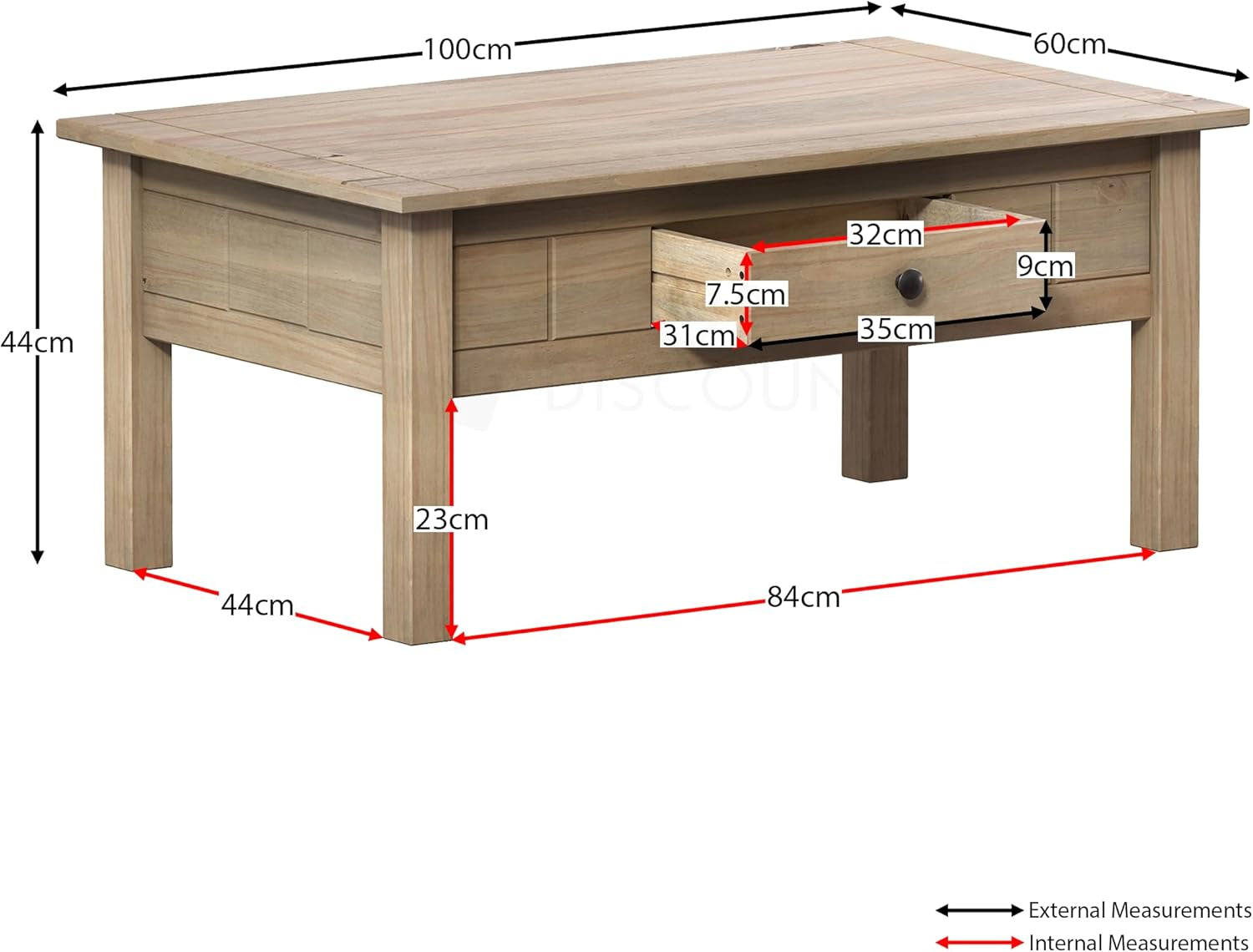 Panama Couchtisch Mit Schublade, Rustikal Von Vida Designs