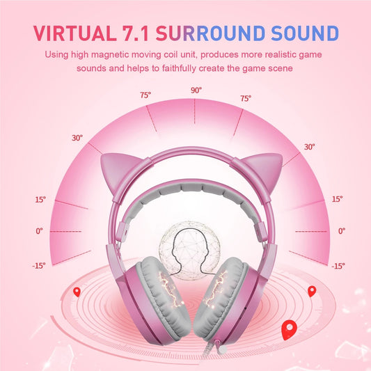 Wired Headphones Gaming Headset 3.5mm Stereo Surround Sound USB 7.1 Led Light Earphones With Microphone For PS4 Game G951 Pink