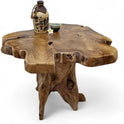 Kinaree Massivholz Couchtisch ALOR Setar - Ø 65-70Cm - Holz Beistelltisch Aus Massivem Teak in Rustikaler Optik, Mit Tischplatte Aus Wurzelholz Baumscheibe (50 X 65-70Cm)