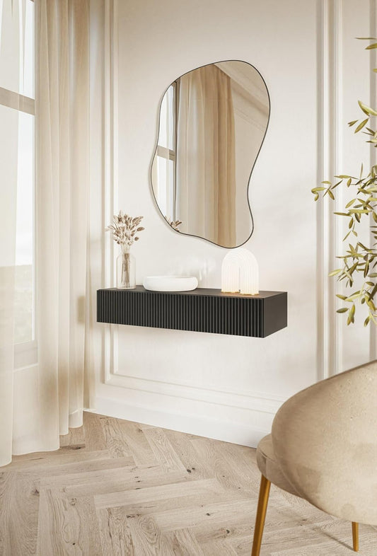 Selsey Konsolentisch Mit Schublade Hängend Beistelltisch 90 Cm Eingangstisch Konsole Schminktisch Veldio Schwarz