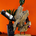 Kinaree Wurzelholz Flaschenständer M/XL/XXL - Wein Flaschenhalter Aus Teak Holz - Rustikale Dekoration in Modernem Design (M)