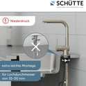 SCHÜTTE 79729 LONDON Niederdruck-Küchenarmatur in Edelstahl Mit Ausziehbarer Geschirrbrause, 360 Grad Schwenkbarer Wasserhahn Für Die Küche, Mischbatterie Mit Einhebelmischer, Spültischarmatur