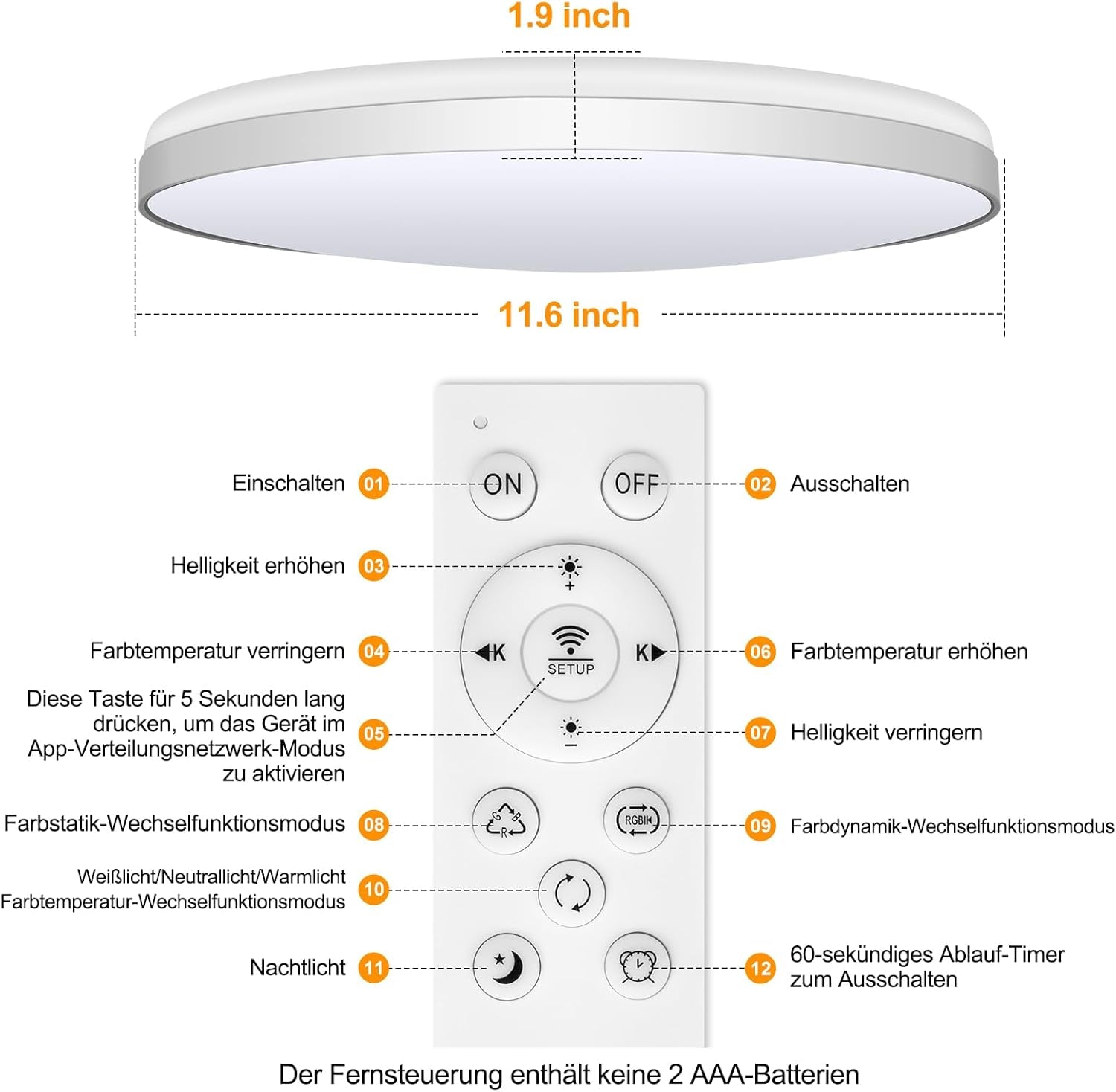 LED Deckenleuchte Dimmbar, 36W Ø30Cm Smart RGBIC LED Deckenlampe Mit Fernbedienung, Funktioniert Mit Alexa & Google Assistant, Deckenleuchten Für Schlafzimmer, Wohnzimmer