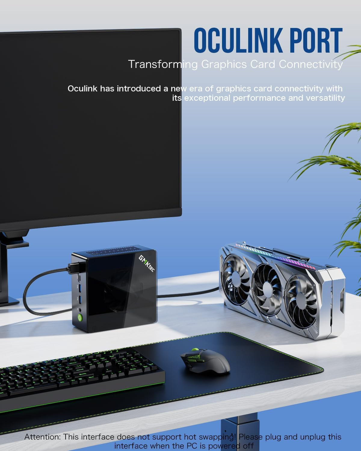 Gmktec AMD Ryzen 7 Gaming Mini PC 8845HS (8K/16T, Bis Zu 5,1 Ghz) K8 plus 32 GB DDR5 RAM 1 TB SSD, Mini Computer Oculink/Dual NIC 2,5G/Wifi 6/BT5.2/HDMI 2.1/USB4/USB3.22 + USB2.02.