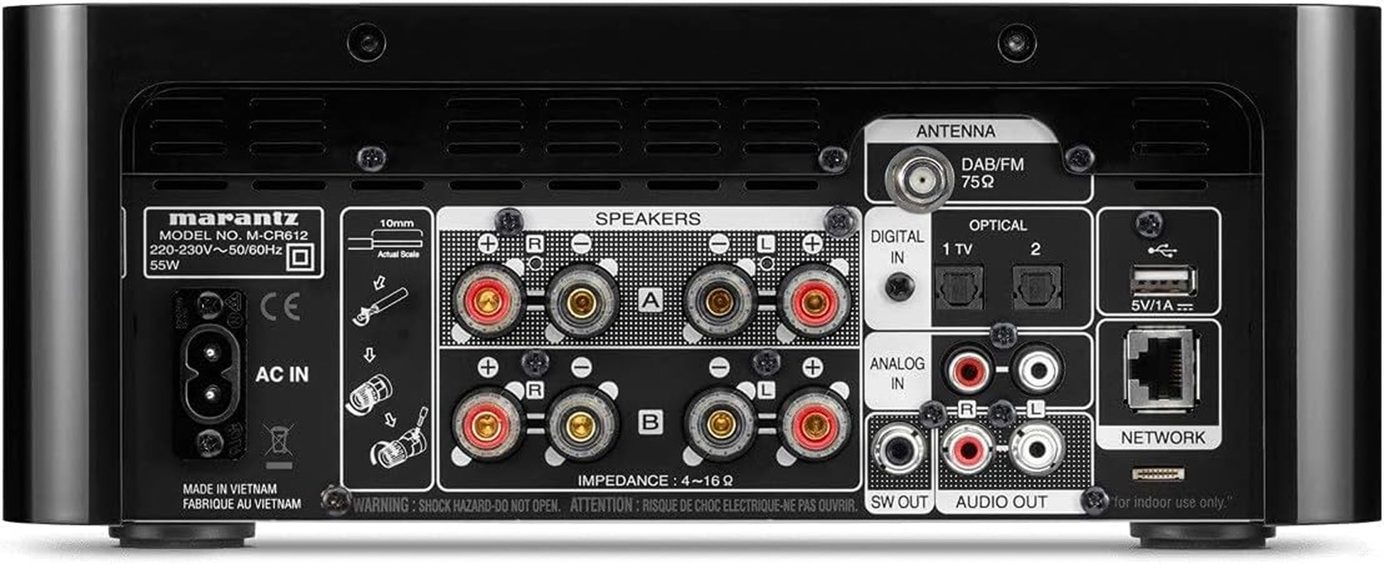 Marantz Melody X (M-CR612) Hifi Anlage, Cd-Player, DAB+ Radio, Musikstreaming, HEOS Multiroom, Bluetooth & Airplay 2, Alexa Kompatibel, 2 Optische Tv-Eingänge