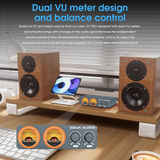 Douk Audio H7PRO TPA3255 Digitaler Hifi Verstärker Mit Vu-Meter 300W Home Stereo Amplifier