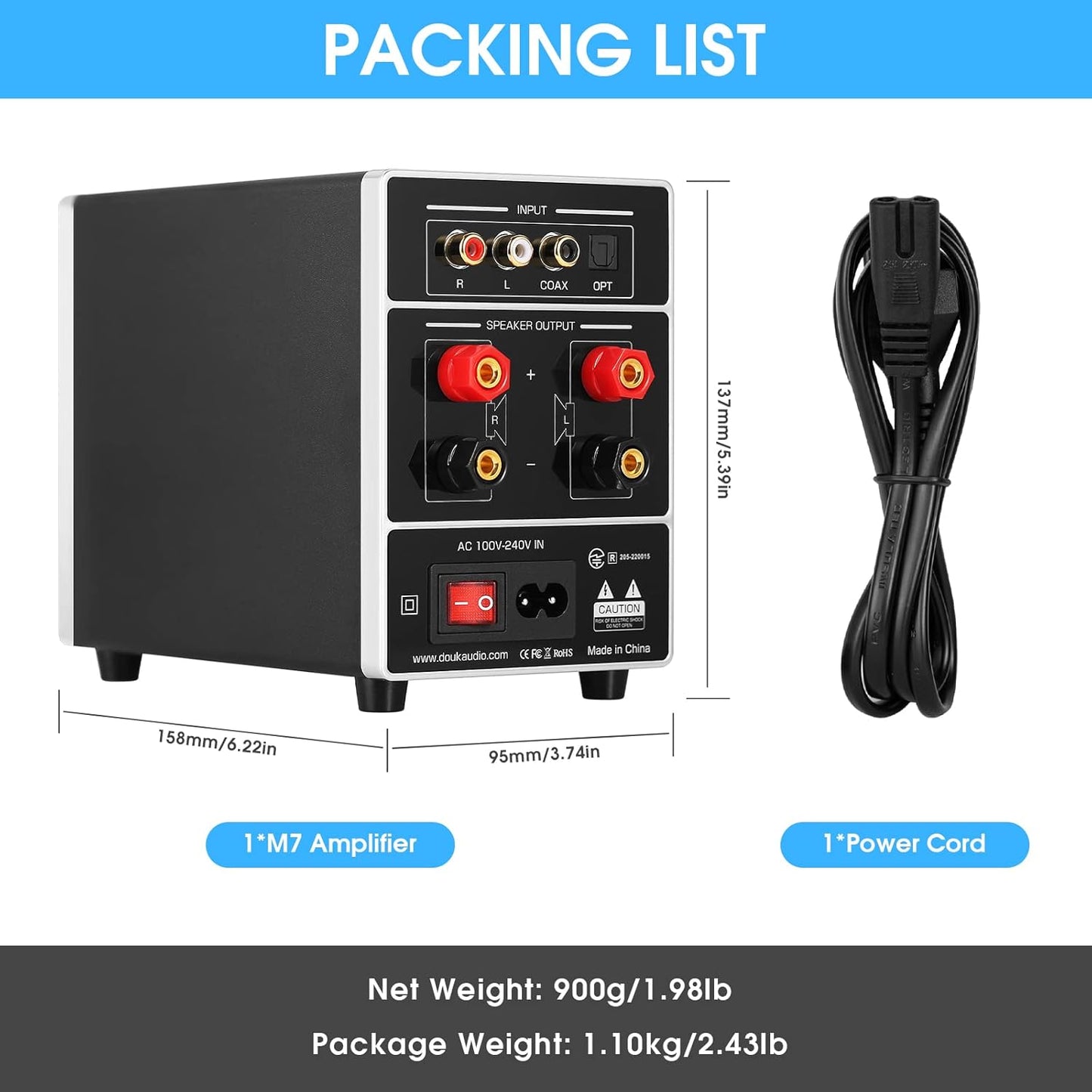 Hifi Dual MIC Digital Verstärker Bluetooth Empfänger USB Player S/PDIF Audio Power Amplifier Karaoke-Verstärker Mit Mikrofon (Ac-Eingang)