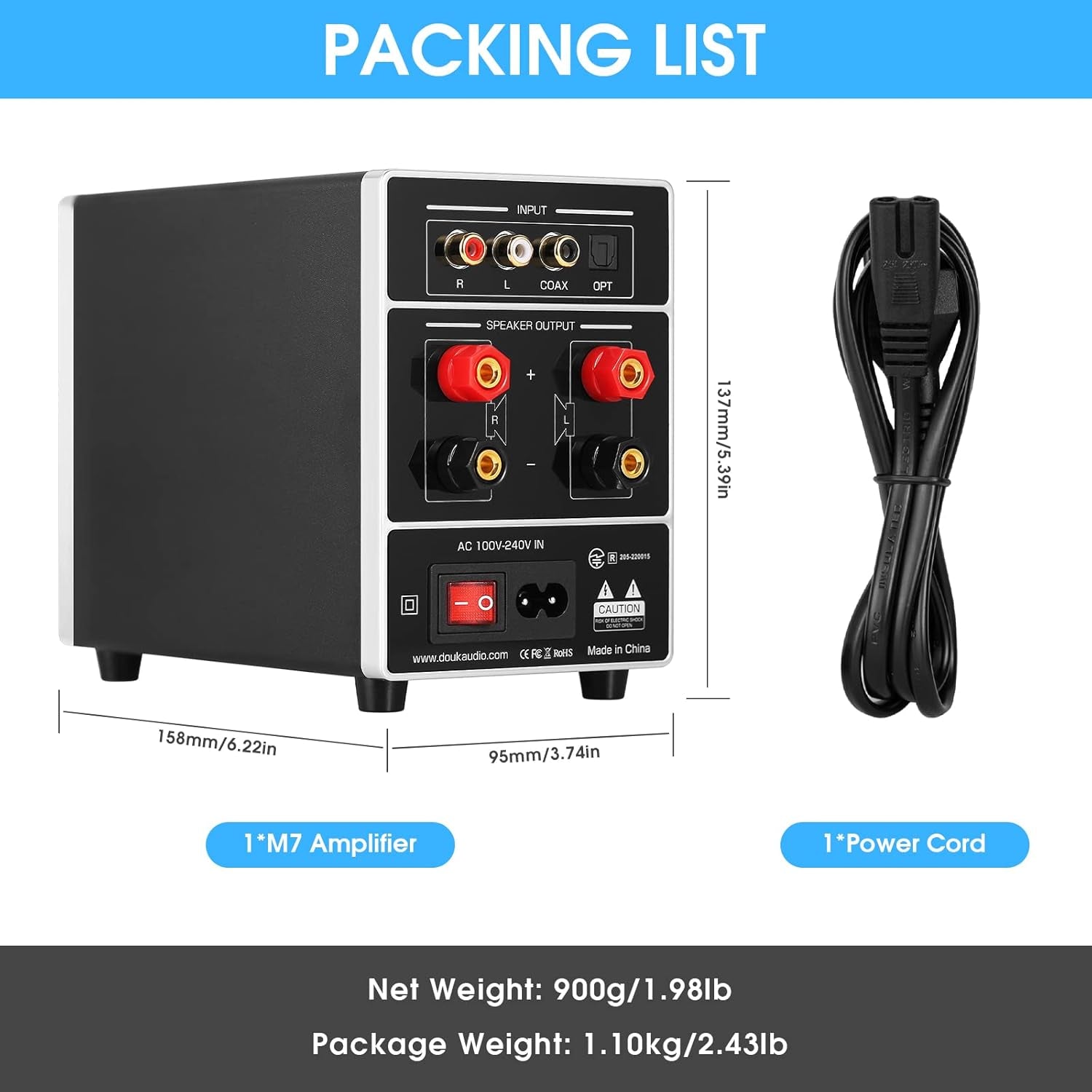 Hifi Dual MIC Digital Verstärker Bluetooth Empfänger USB Player S/PDIF Audio Power Amplifier Karaoke-Verstärker Mit Mikrofon (Ac-Eingang)