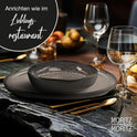 Moritz & Moritz ORGANIC 18-Teiliges Geschirrset 6 Personen Grau - Elegantes Teller Set Aus Hochwertigem Steinzeug - Geschirr Set 6 Personen Aus 6X Dinnerteller, 6X Dessertteller, 6X Suppenteller